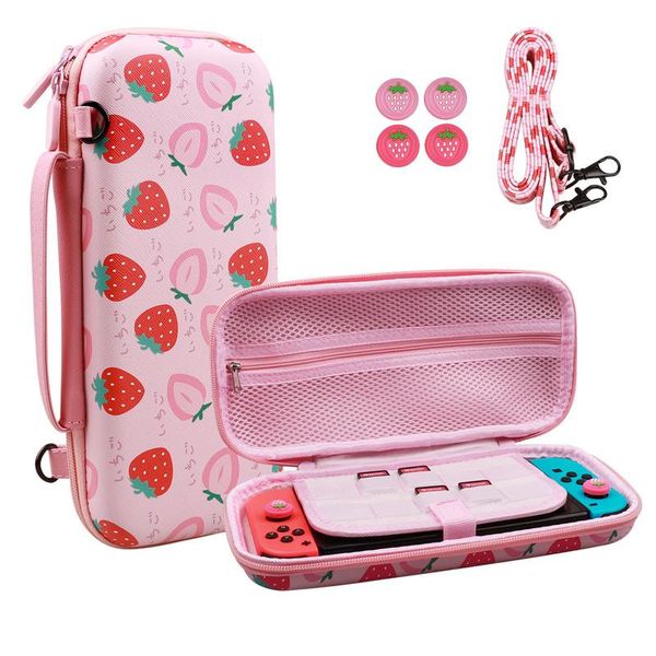 Sacos de morango portátil eva saco de armazenamento para nintendo switch console caso capa para nintend switch ns controlador saco acessórios do jogo