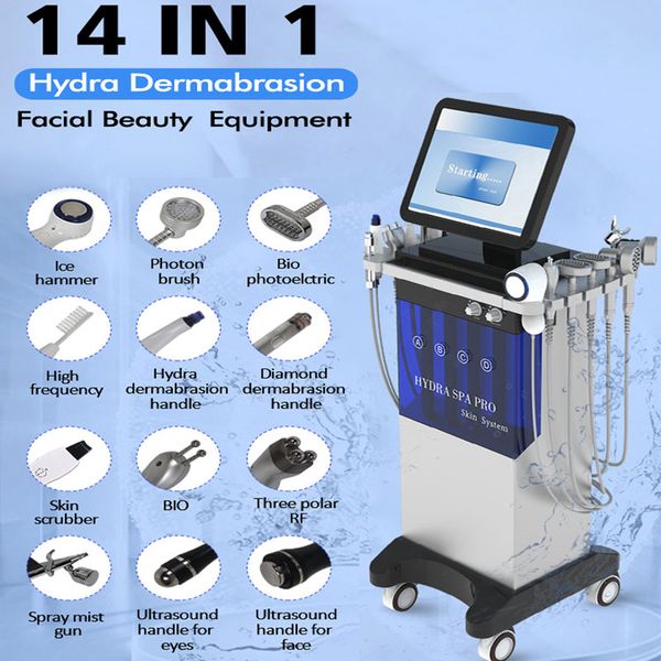 Alta frequenza Hydra Machine HydroderBrasion Rimuovi Blackhead Acne Pigment Aqua Oxygen Get Peel Diamond Dermabrasion UltraSound Beauty Device