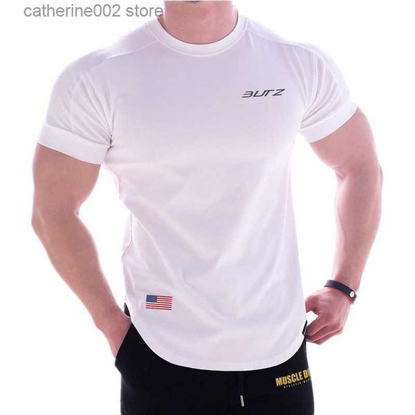 Camisetas masculinas novas camisetas lisas masculinas pretas e brancas de marca de algodão camisetas masculinas verão fitness lazer esporte gola redonda camiseta fashion t230601