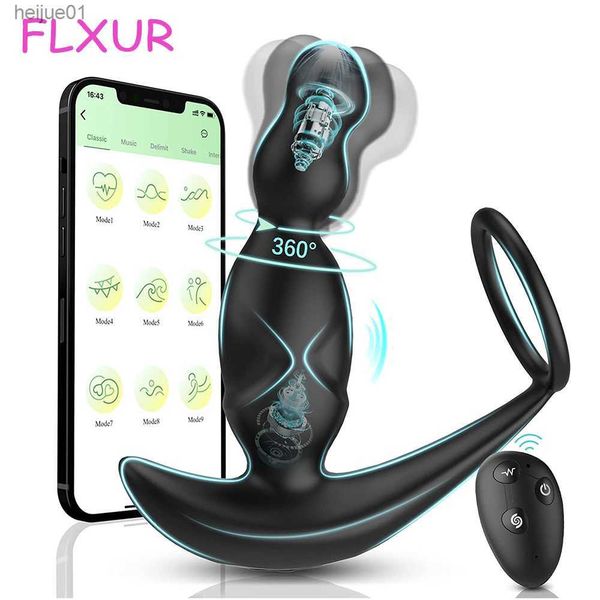 FLXUR Masculino Próstata Massageador Vibrador Plug Anal Penis Anel Brinquedos Sexuais Para Adultos Remoto Sem Fio Atraso Ejaculação Masturbador Masculino L230518