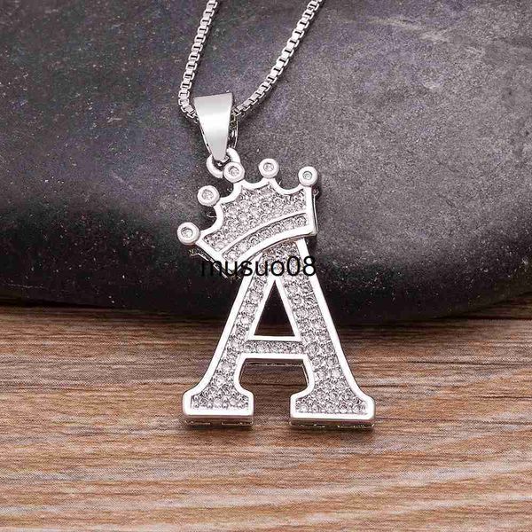 Anhänger Halsketten Mode Luxus A-Z Krone Alphabet Anhänger Kette Halskette Punk Stil Glück Initial Name Schmuck Beste Party Hochzeit Geburtstag Geschenk J230601