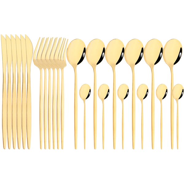 Set di stoviglie specchio da tavolo dorato set da tavolo oro cucina coltelli in acciaio inossidabile forchette cupi d'argento per la casa 230531