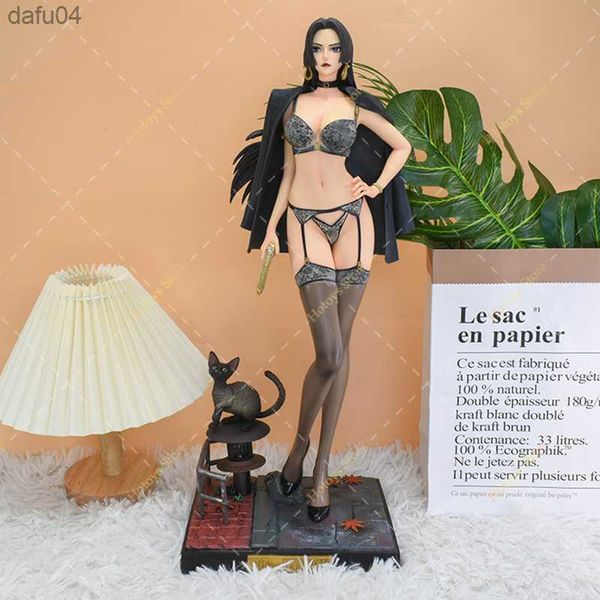 48 cm One Piece Figur Boa Hancock GK Mit LED Slave Sexy Erwachsene Modell PVC Action-figuren Zum Sammeln Statue Spielzeug Weihnachtsgeschenk L230522