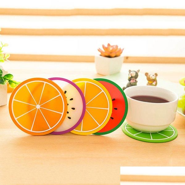 Tapetes Almofadas Coaster Fruit Shape Sile Cup Pad Slip Insation Mat Drink Holder Drinkware Dbc Vt0458 Drop Delivery Home Garden Kitchen D Dh8Hq