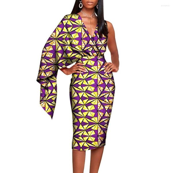 Ethnische Kleidung Afrikanische Kleidung für Frauen V-Ausschnitt Maxikleid Blumendruck Danshiki Bazin Riche Robe Africaine Femme Damenkleider Abend