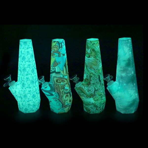 10 '' YHSWE Silicone Bong Narghilè Accessori per fumatori Diamond Bong Water Pipe Glow in the dark con Glass Bowl Dab Rigs