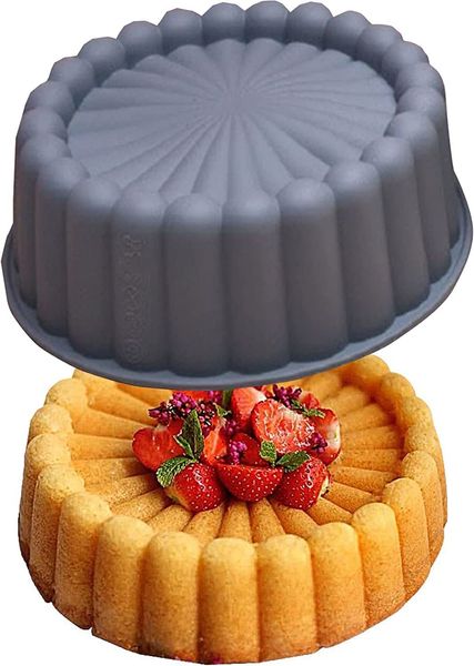 Stampi da forno in silicone Charlotte Cake Pan Stampo riutilizzabile Stampi rotondi antiaderenti scanalati per Shortcake Cheesecake Brownie Crostata Torta 230601