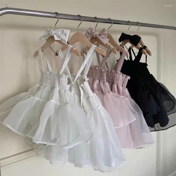 Kız Elbiseler Kore Dantel Bebek Mesh Tutu Romper Elbise Yürümeye Başlayan Kızlar Giyim Çocuk Tulumları Strap Kıyafetler Çocuk Kostümleri