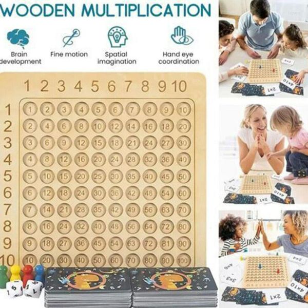 Brinquedo de festa Montessori de madeira Multiplicação Jogo de tabuleiro Crianças Aprendizagem Brinquedos educativos Contagem de matemática Centenas Pensamento interativo