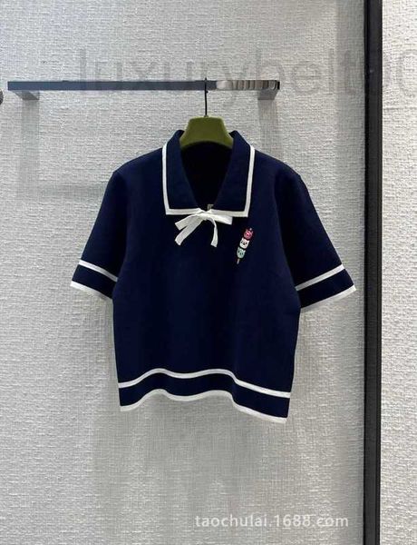 Camiseta feminina designer de roupas femininas de alta qualidade British Academy ursinho fofo bordado polo camisa de malha de manga curta 3WWD