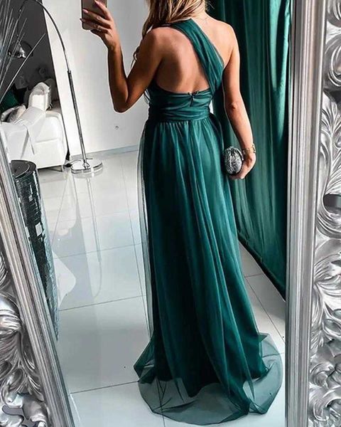 2023 nova saia longa elegante ins para jantar vestido suspenso de cor lisa para mulheres vestido de noite para meninasPopular