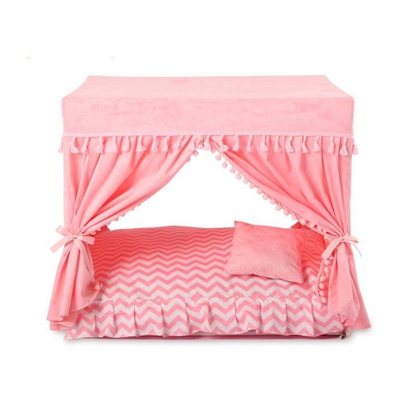 Tappetini Rosa Smontaggio Corte Estiva Canile Nido per cani Cucciolo Gatto Letto di casa Letto per cani con tenda Casa coperta camas de perro