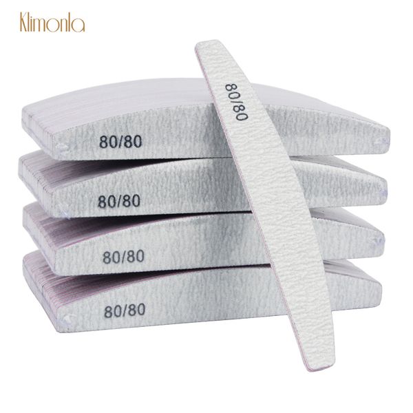 Tırnak dosyaları 50pcs/paketi zebra eğrisi tırnak dosyaları 80/80 grit çift taraflı gri tampon dosyaları uV jel salonu diy güzellik tırnak bakım araçları 230531