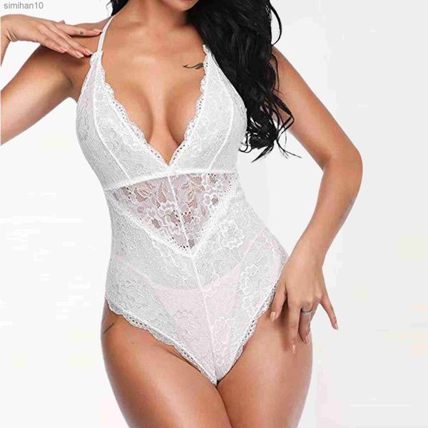 Plus Size Erótico Sexy One Piece Lingerie Renda Bordado Body Transparente Vestido Sexo Feminino Meia Meia Corporal Sexy Exótica