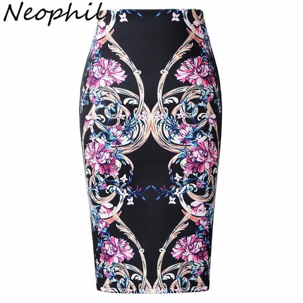 Saia neofil 2022 estilo de verão high wrap saias de lápis feminino midi floral boho retro estampa saia lapis office escolar saias s1723