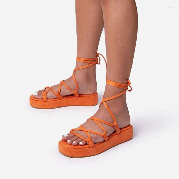 S Sandals sólidas Sexy color up Lace Sapatos de mulheres abertos de pó de pó de verão Moda de salto baixo