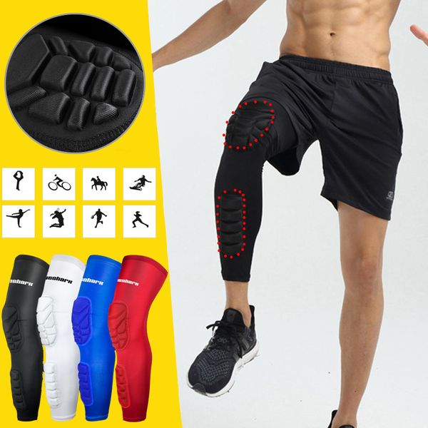 Ellenbogen-Knieschützer, 1 Paar, Kompressions-MTB-Knieschützer, Wabenmuster, lange Basketball-Beinmanschette, Männer, Frauen, Kinder, Sport, Waden-Kniebandage, Fußball, Fitnessstudio, Leggings 230601