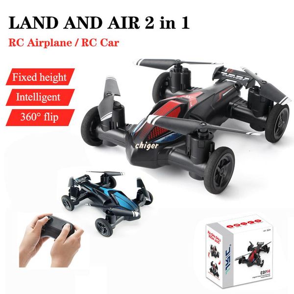 Land-air 2 em 1 Dual-mode Air-ground MINI Four-axis Remote Control Aircraft Tumbling Light Car Drone Flying Car Brinquedos Presente