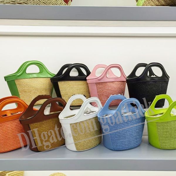 Tropicalia Micro Bag Rafias Tote Çantalar Dokuma Kova Çanta Çapraz Koyu Kadın Lüks Tasarımcıları Deri Saman Saman Plaj Omuz Omuz Alışveriş Seyahat Çantaları