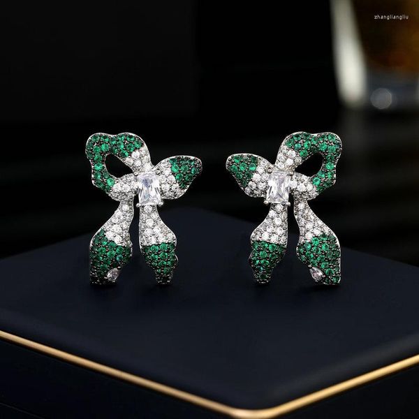 Orecchini pendenti Bilincolor Creative Design Light Luxury Silver Needle Zircon Intarsiato Papillon per le donne