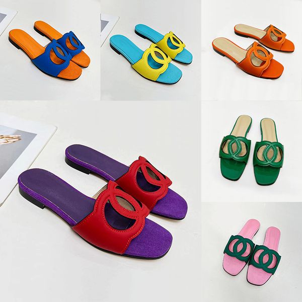 Chinelos Sandálias Designer Slides Luxo G Famoso Flats Sapatos Plataforma Couro Genuíno