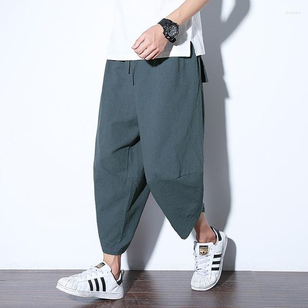 Pantaloni da uomo Baggy Cotton Harem Uomo Summer Japanese Vintage Striped Women Hip Hop Plus Size Gamba larga Pantalon