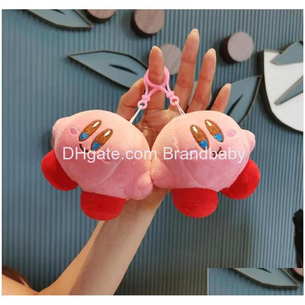 Chaveiros de pelúcia rosa pequena Kirby joias mochila mochila ornamento crianças presentes cerca de 10 cm drop delivery brinquedos bichos de pelúcia pingente otgki