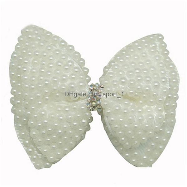 Bomboniera Perla Doppio strato Fermaglio per capelli Ragazza Moda Boutique Tornante Bambini Bowknot Barrette Accessori per bambini Papillon per bambini Headwe Dhkz1