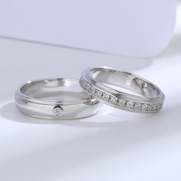 Cluster Rings Buyee 925 Sterling Silver Wedding Ring Set Zircone bianco Light Smooth Circle Per le donne Uomini Coppie Amanti Gioielli