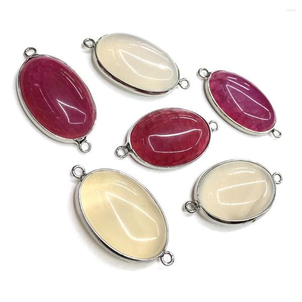 Подвесные ожерелья натуральный камень драгоценный камень в форме яичного серебристого серебристого разъема агата для колье для женщин