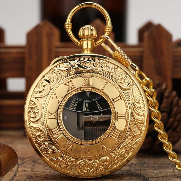 Taschenuhren, luxuriöse goldene Uhr, Stadthimmel, Musikuhr, Quarz, Analoganzeige, römische Zahlen, Gehäuse, Anhänger, Kette, Sammleruhr, Geschenk