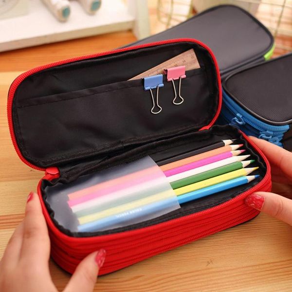 Bolsa de papelaria portátil antideformada que economiza espaço Bolsa de lápis resistente a manchas 3 camadas Fornecimento doméstico