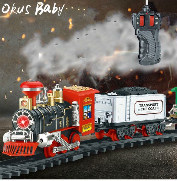 Elektrik/RC Track EST Elektrikli Dinamik Steam Rc Track Train Set Simülasyon Modeli Çocuklar İçin Oyuncak Şarj Edilebilir Çocuklar Uzaktan Kumanda Oyuncak 230601