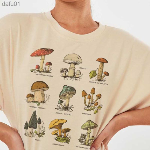 Vintage Mode Pilz Druck Übergroßen T Shirt Egirl Grunge Ästhetischen Streetwear Graphic Tees Frauen T-shirts Nette Tops Kleidung L230520