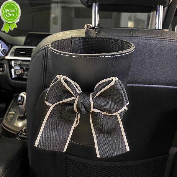 Neue süße Schleife Auto Mülleimer für Rücksitz Kopfstütze Mini Auto Outlet Air Vent Organizer Müllsack Müll Aufbewahrungsbox Eimer