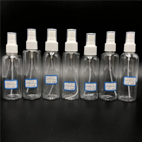Garrafas de perfume de plástico transparente 10ml 20ml 30ml 50ml 60ml 100ml PET vazia garrafa de spray de névoa fina de plástico transparente para limpeza de óleos essenciais de viagem por atacado