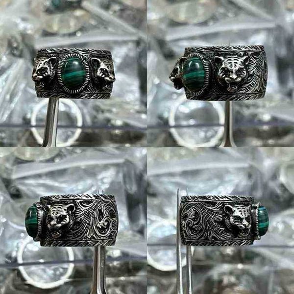 60% de desconto em joias de grife, pulseira, colar, anel, cabeça de jardim, verde malaquita, padrão complexo, anel de ano animal, novas joias