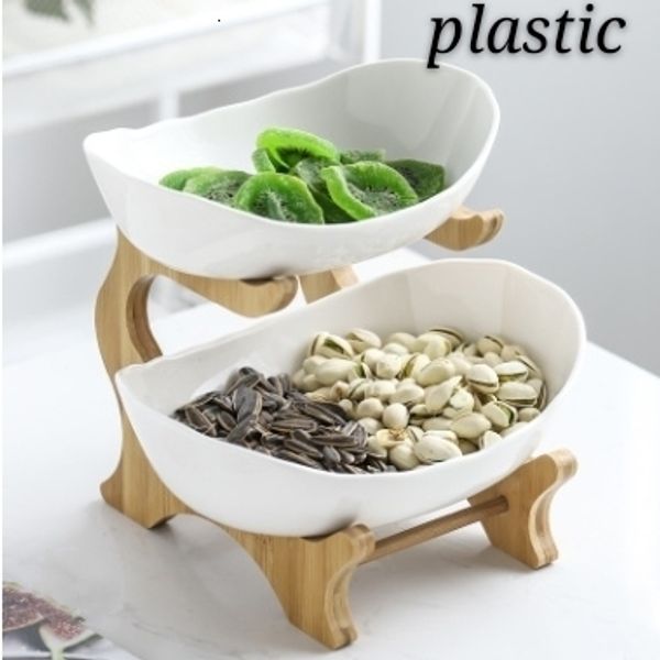 Piatti decorativi Vassoio di caramelle per famiglie da soggiorno Snack di frutta in plastica a 2 strati cesto di acqua secca moderno e creativo 230531