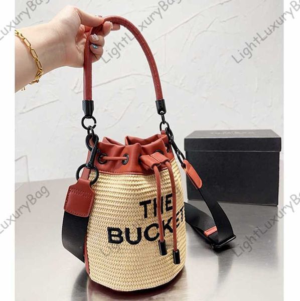 M Designer J Straw Bucket Shoulder Bag CrossBody Marcas Fashion Cross Body Carteiras Femininas Clássicas Bolsas de Luxo Bolsas de Praia 230531