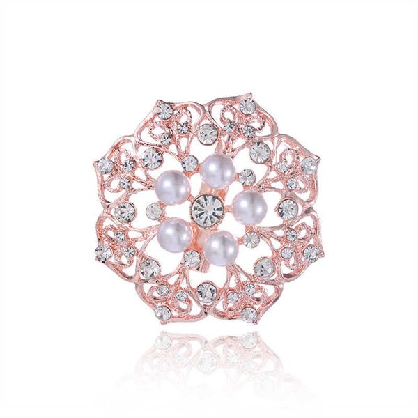 Pins Broschen WEIMANJINGDIAN Marke Silber oder Roségold plattiert simulierte Perle Hochzeit Kristall Brosche DIY Bouquet Pin G230529