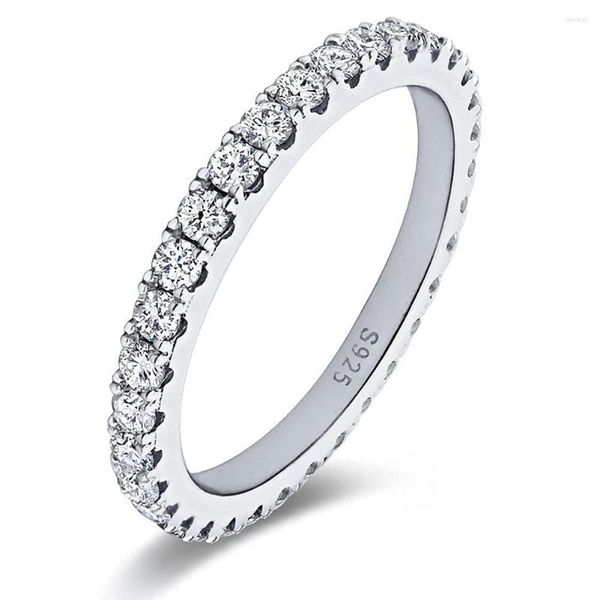 Clusterringe IOGOU 2mm D Farbe Moissanit Eternity Ehering Original 925 Sterling Silber Weißgold Stapelbar Frauen Mädchen Großhandel