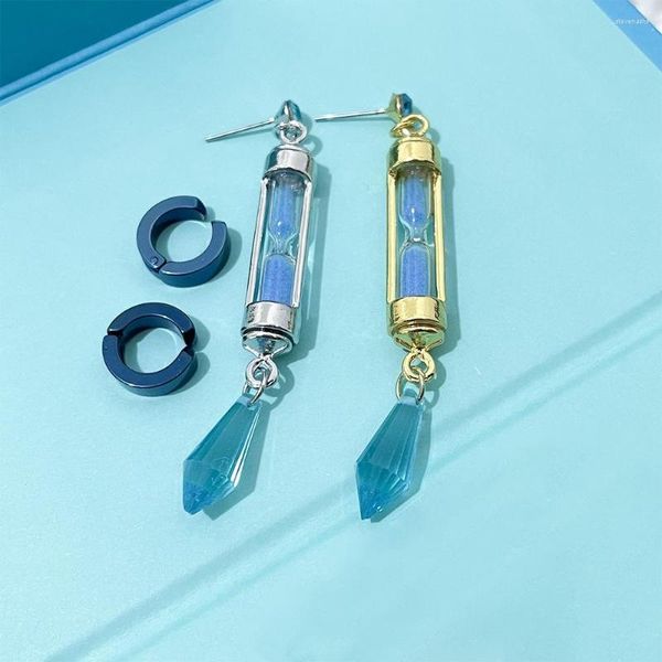 Brincos Stud 3PCS Anime O Estudo de Caso de Vanitas Conjuntos de Cosplay Ampulheta Azul Cristal Ear Studs Moda Jóias Acessórios