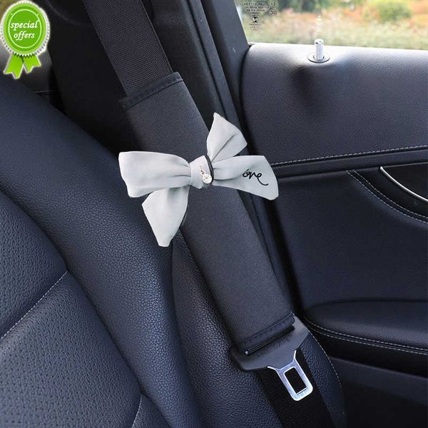 Novo Diamond Bowknot Universal Car Safety Seat Belt Cover Respirável Gelo Seda Almofada de Ombro Protetora Estilo Feminino Acessórios de Carro