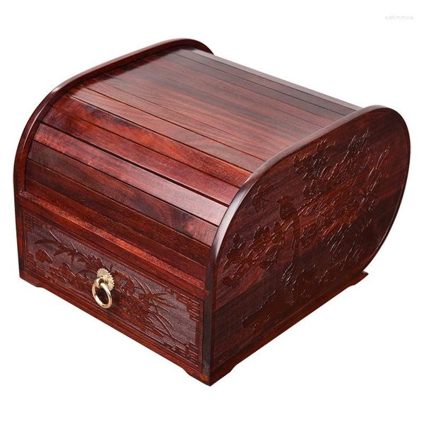 Bolsas para joalheria Creative Desktop Multi Layer Box Storage Organizer Case Wood Rosewood Vintage Gift Gaveta