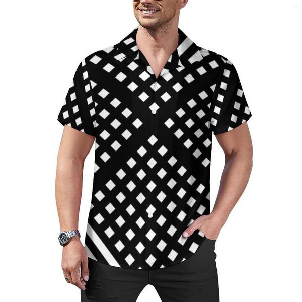 Camisas casuais masculinas pretas brancas listradas geométricas abstratas camisas de praia havaianas harajuku blusas masculinas estampadas tamanho grande 3XL 4XL
