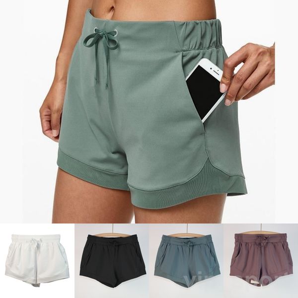 Lu Align Lu Damen-Sport-Shorts, Yoga-Taschen, Fitness, mittelhohe Jogginghose, Mädchen-Workout, kurze Hose, Tanzstudio-Hose, lässige Yoga-Hosen, Training