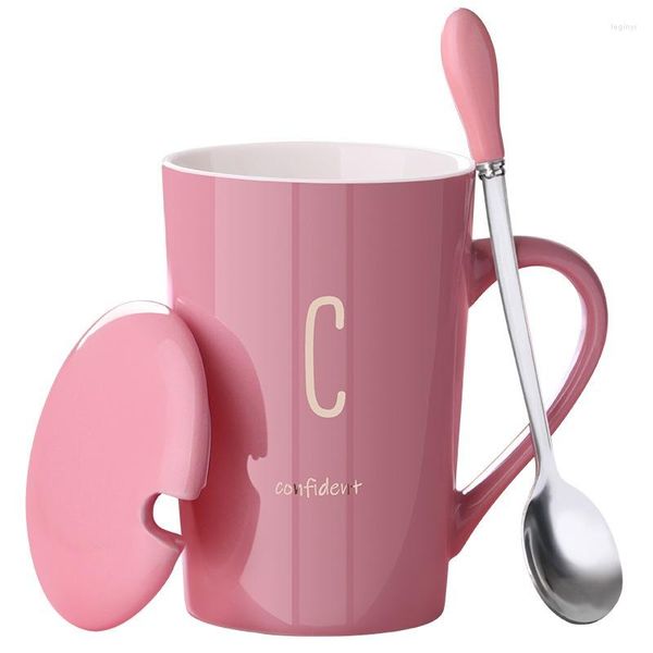 Tassen Keramik Einfache Brief Tasse Persönlichkeit Familie Paar Kaffee Milch Große Kapazität Einfarbig