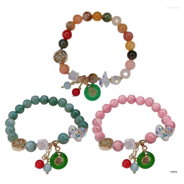 Strang Retro Jade Hand String Geflochtene Armbänder Charme Chinesischen Schmuck Stein Perlen Armband Für Frauen Männer