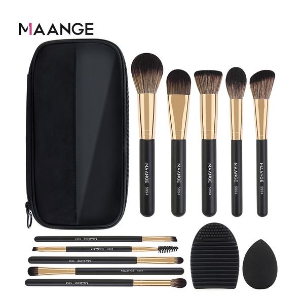 Pincéis Maange 10pcs Magiz pincéis de maquiagem Definir cosméticos sobrancelha em pó de base