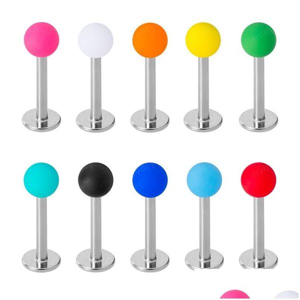 Other Colorf Acrílico Labret Lip Ring Bar Tragus Helix Ear Stud Barbell Brinco de Cartilagem Daith Piercing Jóias Corporais Drop Delivery Dhgsx